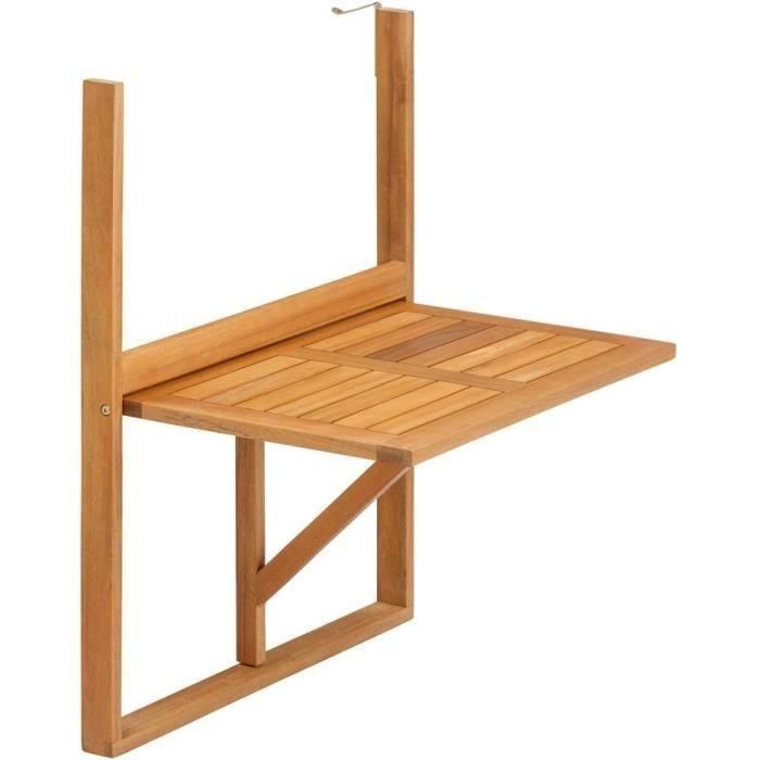 Mesa de balcón suspendida LILOU - Madera de acacia FSC - Plegable - 60x44x80 cm 1