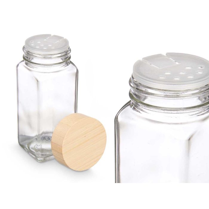 Especiero Kinvara con tapa de bambú, 4.7x11x4.7 cm, vidrio y plástico PP (48 Unidades) 3 Especiero Kinvara con tapa de bambú, 4.7x11x4.7 cm, vidrio y plástico PP (48 Unidades) 3