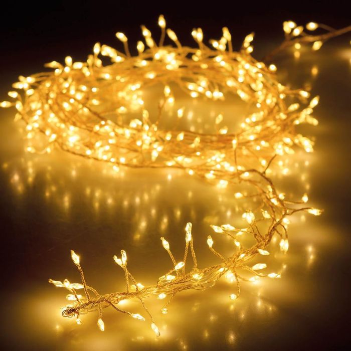 Guirnalda a pilas tipo espino fija 100 leds blanco cálido 1,5m