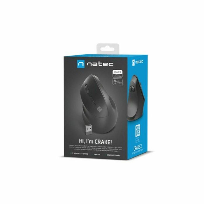 NATEC CRAKE 2 Ratón Óptico Bluetooth Vertical para Zurdos 2400 DPI 6 Botones Negro con Baterías 2 NATEC CRAKE 2 Ratón Óptico Bluetooth Vertical para Zurdos 2400 DPI 6 Botones Negro con Baterías 2