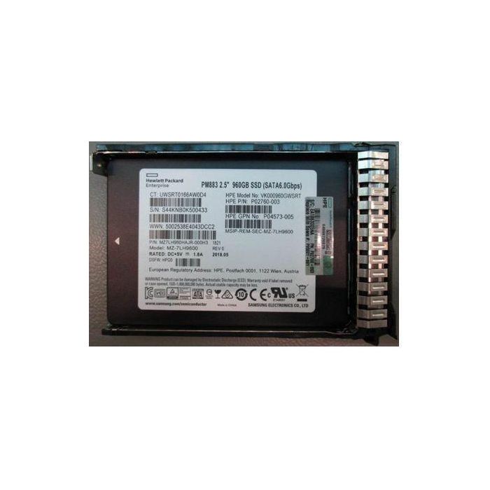 Hewlett Packard Enterprise 960GB SATA Solid State Drive (SSD) - 2.5-inch small form factor (SFF), Read Intensive (RI), smart carrier (SC), Digitally Signed Firmware (DS)