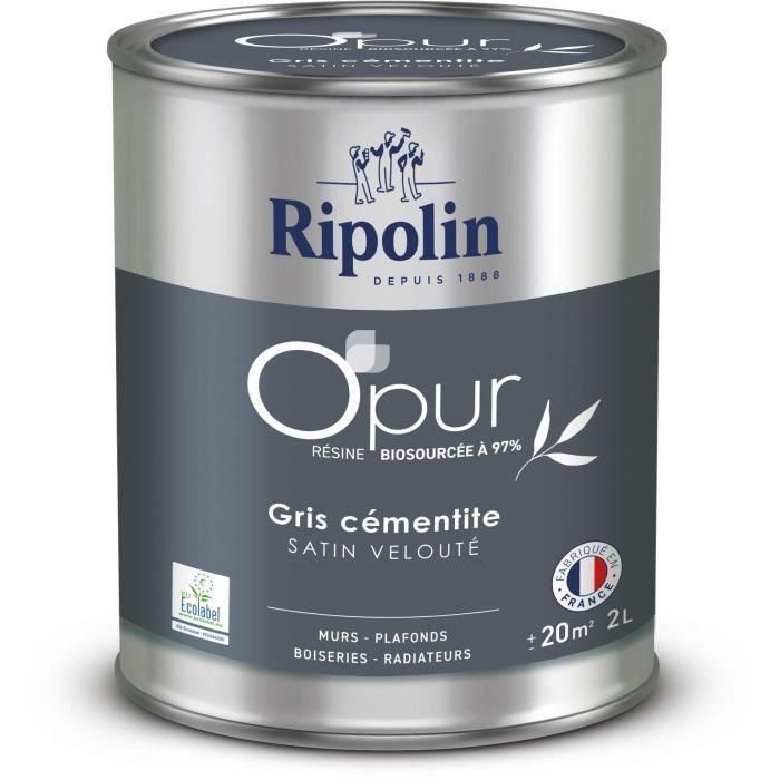 Pintura O'PUR para paredes, carpintería y radiadores - RIPOLIN - 472185 - Gris cemento - Terciopelo satinado - 2 L Pintura O'PUR para paredes, carpintería y radiadores - RIPOLIN - 472185 - Gris cemento - Terciopelo satinado - 2 L