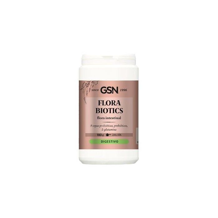 GSN Flora Biotics, 180g, Probiótico con 9 Cepas y L-Glutamina para Apoyo Intestinal, con Tecnología ProbioAct