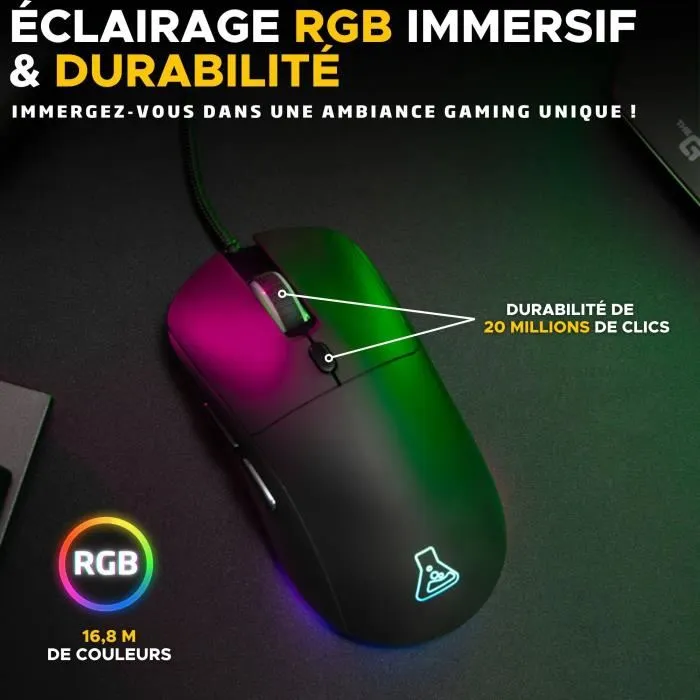 The G-Lab KULT-COBALT Ratón para Juegos con Cable RGB 12800 DPI Negro
