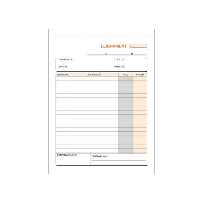 Talonario Catalan Entregas 4º Natu Dupli Loan (Set de 10)