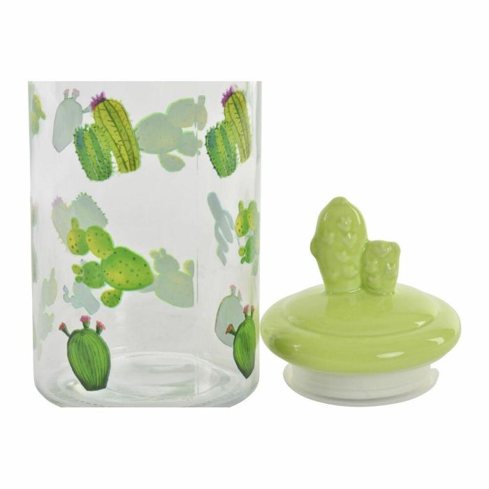 Bote DKD Home Decor Cerámica Cristal Cactus PE Boho (1400 ml) (10,5 x 28 cm) 1