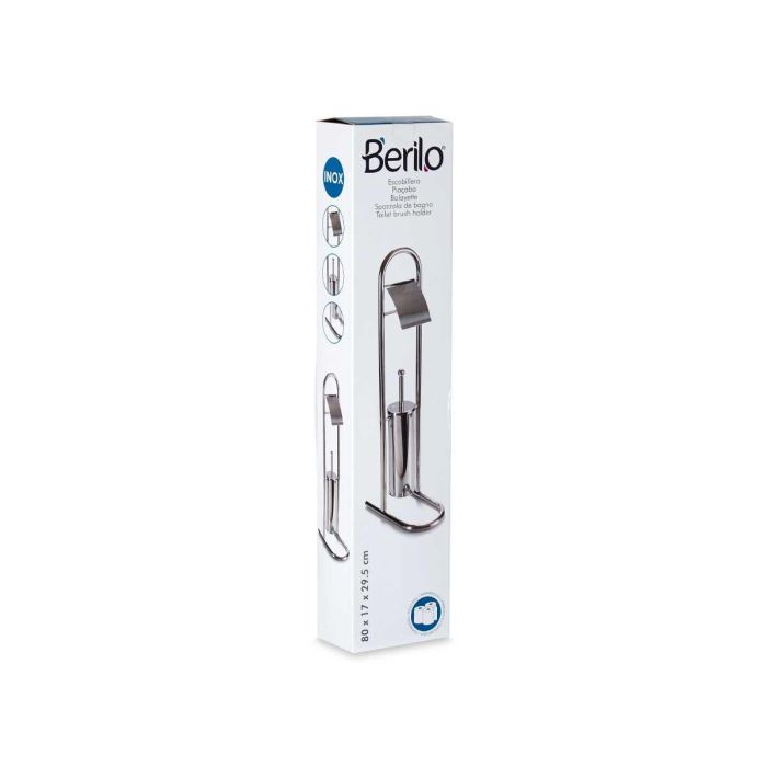 Escobillero de Metal Alto Cromado Berilo 17x75x10.5 cm, Plata (4 Unidades) 2 Escobillero de Metal Alto Cromado Berilo 17x75x10.5 cm, Plata (4 Unidades) 2