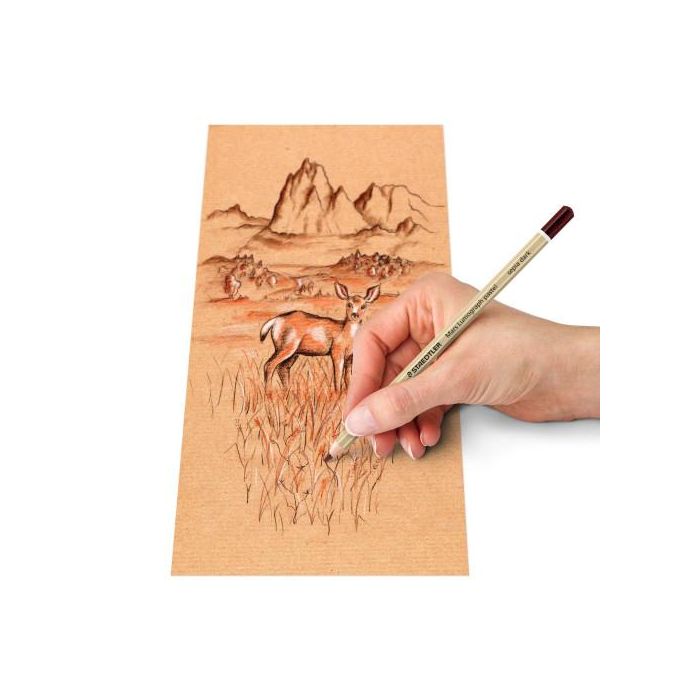 Staedtler Lápices Pastel 100P-SBK6 Blíster con 6 Lápices, Colores Sepia Claro, Sepia Oscuro, Ocre Oscuro, Sanguina Seca, Blanco, Iluminador 3