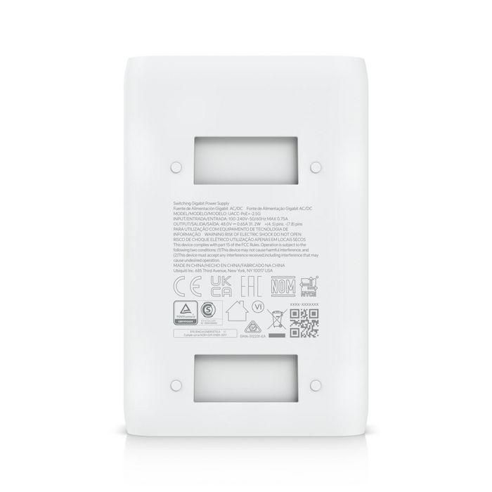 Ubiquiti 2.5G PoE+ Adapter (30W), 48V DC / 0.65A, 93 x 62 x 35 mm (3.7 x 2.4 x 1.4") 12 Ubiquiti 2.5G PoE+ Adapter (30W), 48V DC / 0.65A, 93 x 62 x 35 mm (3.7 x 2.4 x 1.4") 12