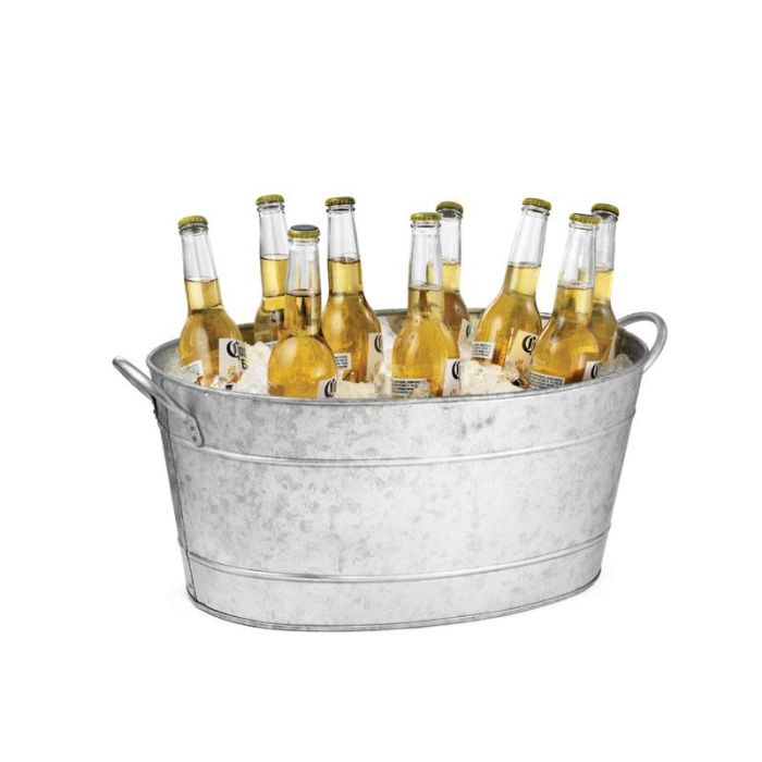 TABLECRAFT - BT1914 - Cubeta para bebidas ovalada - Capacidad de 25 L - 58 x 37 x 24 cm - Acero galvanizado
