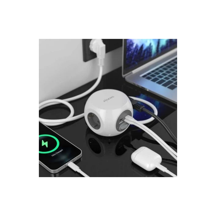 Aisens Regleta con Interruptor ASPS-2A2C04-W, 3 Tomas Schuko, 2 USB Tipo-C, 2 USB-A, Cable 1.4m, Blanco 4