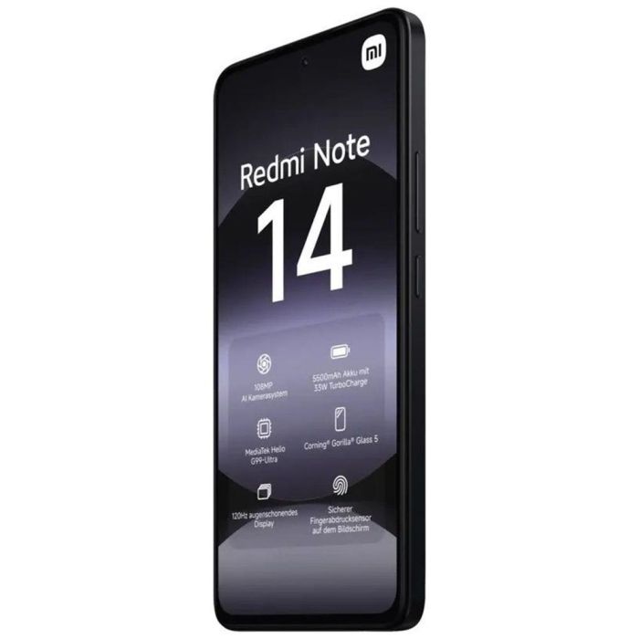 Xiaomi Redmi Note 14 MZB0J01EU | 6.67" AMOLED 120Hz | Cámara 108MP AI | 5500mAh 33W Carga | MediaTek G99-Ultra | 6GB RAM 128GB Negro IP54 2