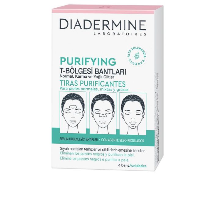 Diadermine Tiras Purificantes Piel Normal-Mixta Tratamiento Acné Poros y Puntos Negros 6 uds Diadermine Tiras Purificantes Piel Normal-Mixta Tratamiento Acné Poros y Puntos Negros 6 uds