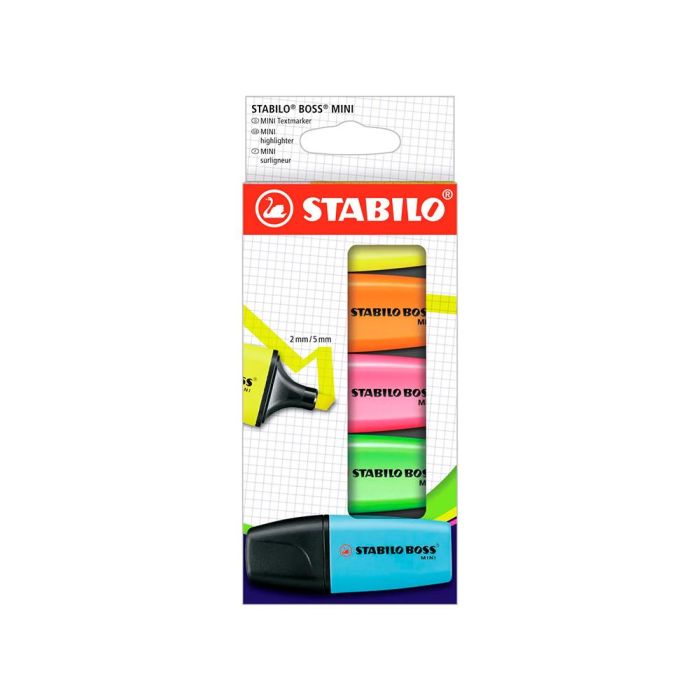 Rotulador Stabilo Boss Mini Estuche De 5 Unidades Amarillo -Azul-Naranja-Rosa-Verde 1