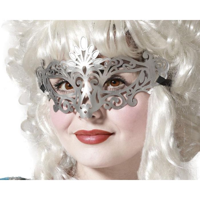 Antifaz Plata Carnaval Mujer Elegante Veneciano Fiesta