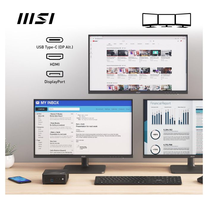 MSI Cubi N ADL-006DE Mini PC Intel N200/4GB RAM/128GB SSD Windows 11 Pro Negro 124mm x 124mm x 53.7mm 8