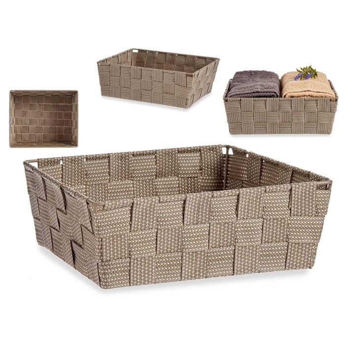 Cesta de Tela Rectangular Sin Asas 24 cm Beige Kipit - 20x24x8 cm, Poliéster, 2.4L (24 Unidades) Cesta de Tela Rectangular Sin Asas 24 cm Beige Kipit - 20x24x8 cm, Poliéster, 2.4L (24 Unidades)