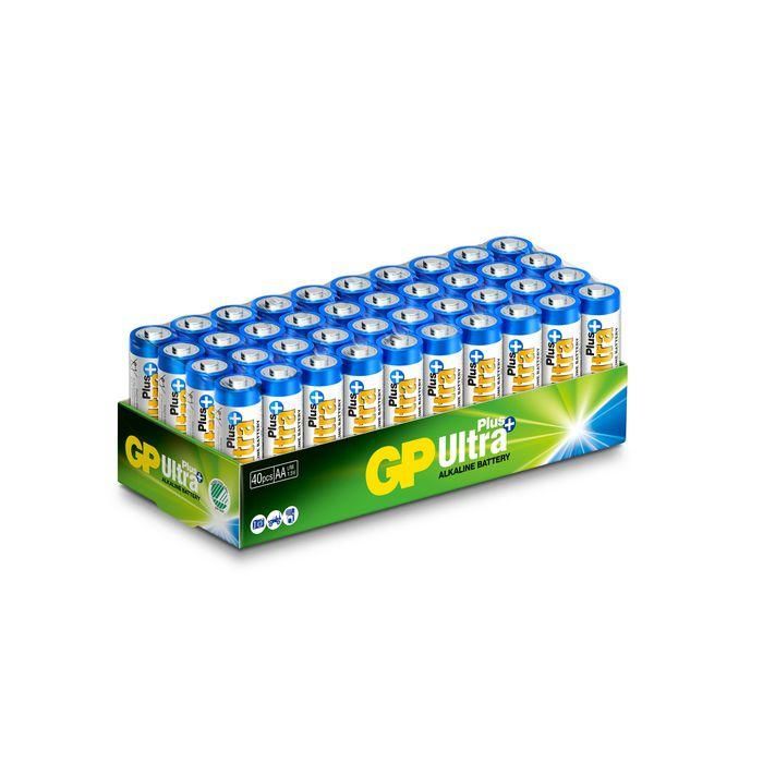 GP 15AUP/LR6 Pilas AA Alcalinas GP Ultra Plus, Paquete de 40 unidades