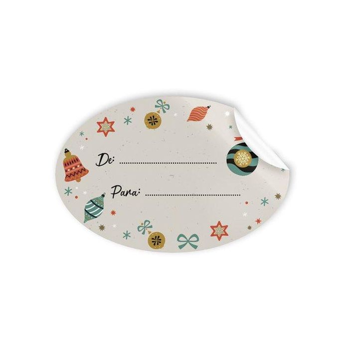 Etiquetas Regalo Adh. Rollo 250 Uds. Ovaladas 60X40 Navidad Detalles