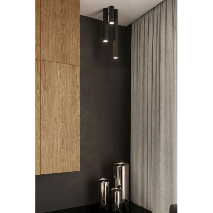 LAGOS SOL-SL.0996 Lámpara de Techo Moderna Industrial Loft con Pantalla Cilíndrica Estrecha de Acero en Bruto - Modelo 10 19