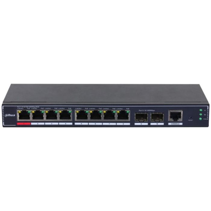 Dahua Technology SG4010P-2F Switch Gestionado L2 Gigabit Ethernet PoE 8 Puertos Administrado Negro