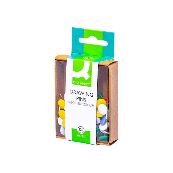Q-connect Chinchetas Plastificadas Colores Surtidos Caja de 120 Unidades 1