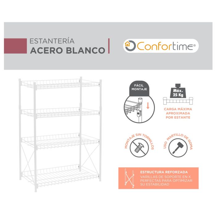 Estantería 4 Niveles Metal 52x34x86 cm - Confortime (2 Unidades) 8