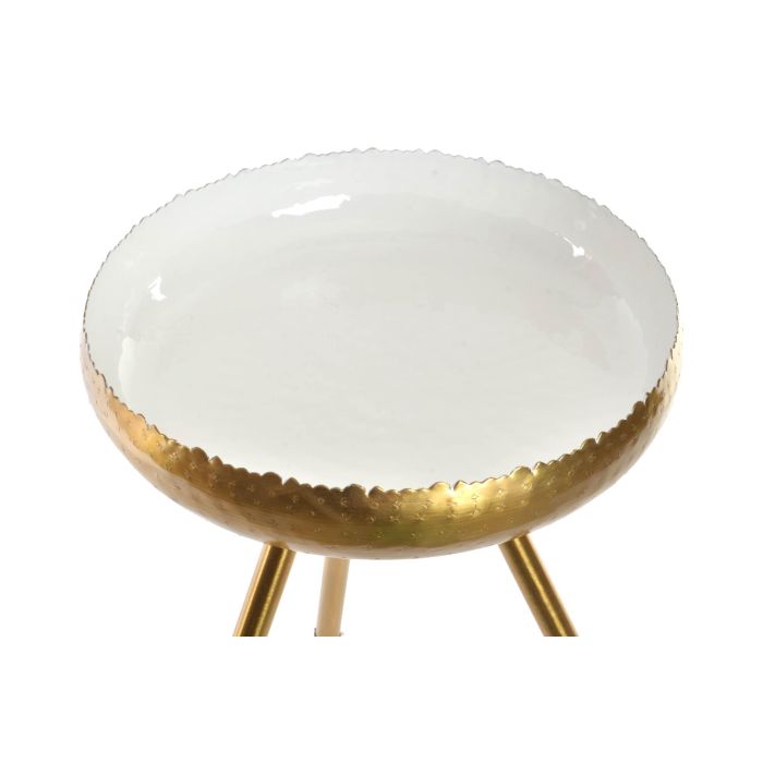DKD Home Decor Mesita Auxiliar Moderno de Aluminio Lacado Blanco Dorado Desmontable Colección Delhi Chic 43x61x43 cm 2