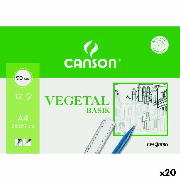 Papel de dibujo Canson VEGETAL BASIK A4 12 Hojas (20 Unidades) Papel de dibujo Canson VEGETAL BASIK A4 12 Hojas (20 Unidades)