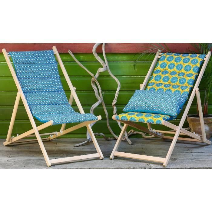 PRIVATE GARDEN Tumbona acolchada Douala, lona amovible, 3 posiciones, madera haya FSC, azul canard, resistente al agua, fabricada en Francia. 1 PRIVATE GARDEN Tumbona acolchada Douala, lona amovible, 3 posiciones, madera haya FSC, azul canard, resistente al agua, fabricada en Francia. 1