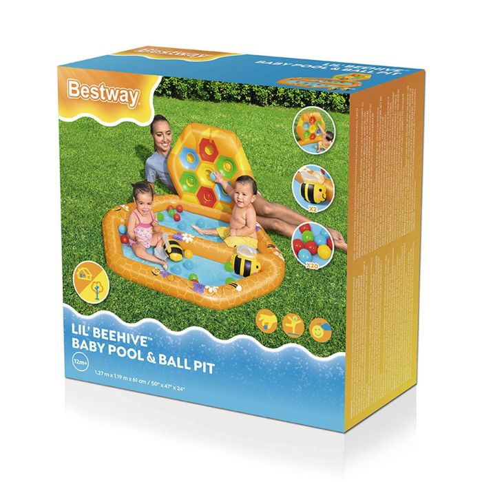 Bestway Piscina Hinchable Infantil Abejas con Bolas 127x119x61 cm +12 Meses Jardin 52639 2