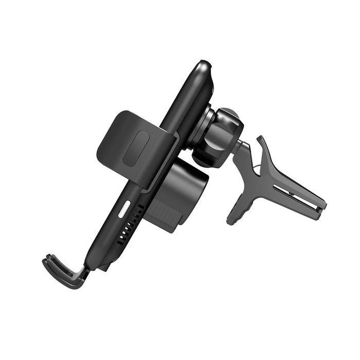 Veho TA-10 Soporte Coche Universal Smartphone Carga Inalámbrica Qi 15W, Auto Cierre, Liberación Rápida, Rotación 360º, Montaje Ventosa y Rejilla 3