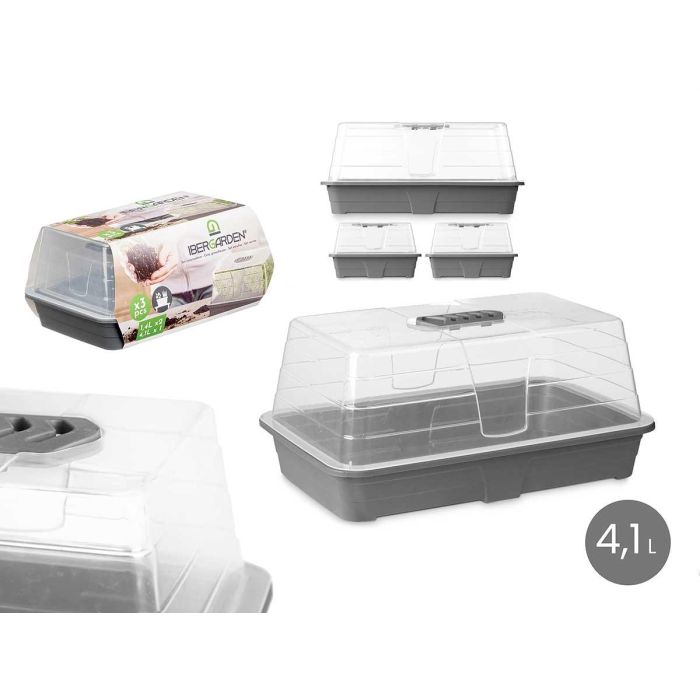 Set 3 Invernaderos Con Respiradero Ibergarden 38X18CM (8 Unidades) Set 3 Invernaderos Con Respiradero Ibergarden 38X18CM (8 Unidades)