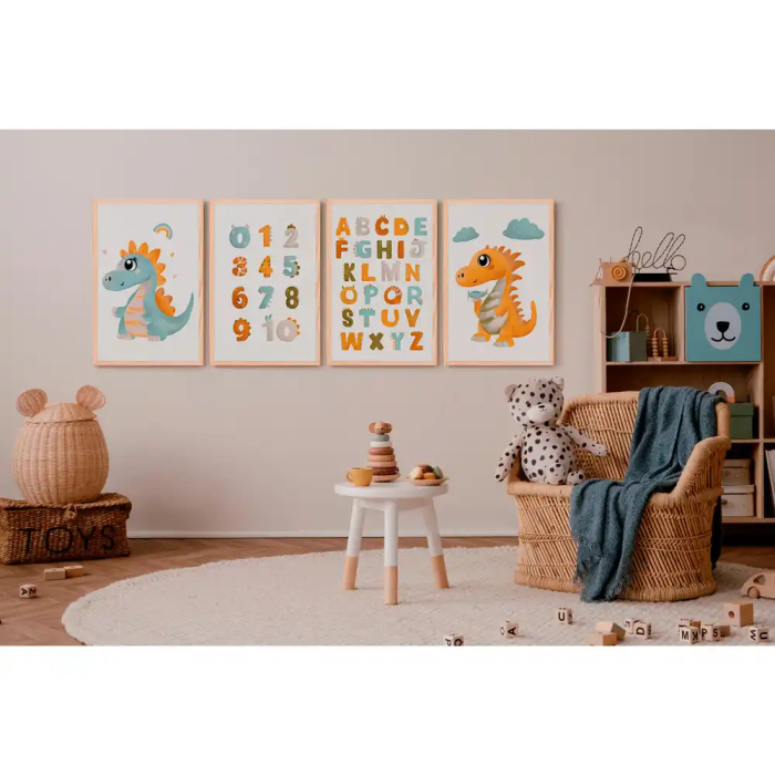 Pizarra Blanca Bi-Office Magnetica Acero Lacado Blanco Marco De Madera Con Alfabeto Para Niños 600x450 mm