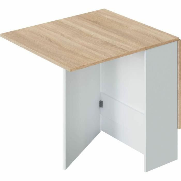 Mesa de cocina plegable FLY - Melamina Artik blanco y roble - L 140 x P 77 x H 78 cm 4