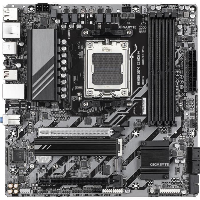 Gigabyte B850M DS3H Placa Base AM5 para AMD Ryzen 7000/8000/9000, DDR5 hasta 8200MHz, PCIe 5.0, USB 3.2 Gen 2, LAN 2.5G - 9MB85MS3H-00-G10 1 Gigabyte B850M DS3H Placa Base AM5 para AMD Ryzen 7000/8000/9000, DDR5 hasta 8200MHz, PCIe 5.0, USB 3.2 Gen 2, LAN 2.5G - 9MB85MS3H-00-G10 1