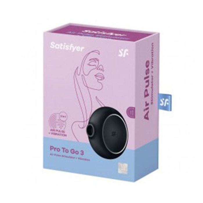 Satisfyer Pro to go 3 vibrador y estimulador de aire negro negro Satisfyer Pro to go 3 vibrador y estimulador de aire negro negro