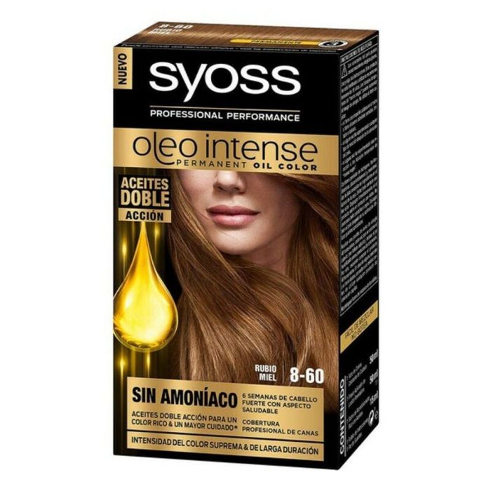 Syoss OLEO INTENSE Tinte Permanente sin Amoniaco #8.60 Rubio Miel para Cabello, Cobertura Canas, Color Duradero con Aceites, 5 pz 1