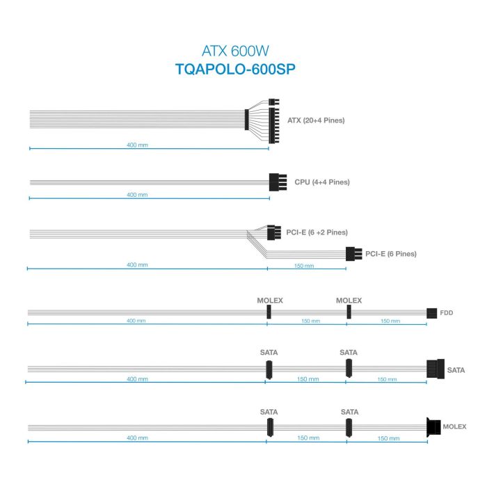 TOOQ FUENTE ALIMENTACION TQAPOLO-600SP 600W 4 TOOQ FUENTE ALIMENTACION TQAPOLO-600SP 600W 4