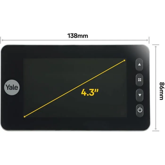 Yale Mirilla Digital con Pantalla LCD de 4.3 Pulgadas - Grabación de Foto y Video - Para Puertas de 38-110 mm de Grosor 2 Yale Mirilla Digital con Pantalla LCD de 4.3 Pulgadas - Grabación de Foto y Video - Para Puertas de 38-110 mm de Grosor 2