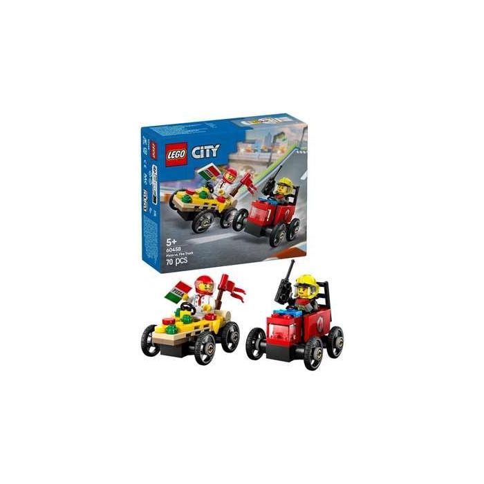 Juego de construccion coches de carreras: pizza vs camión de bomberos lego city 3 Juego de construccion coches de carreras: pizza vs camión de bomberos lego city 3