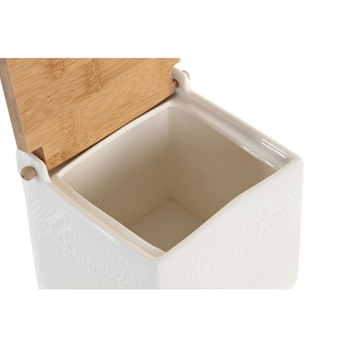 DKD Home Decor Salero Blanco Natural Porcelana Bambú 11.5 x 11.5 x 12 cm 2 DKD Home Decor Salero Blanco Natural Porcelana Bambú 11.5 x 11.5 x 12 cm 2