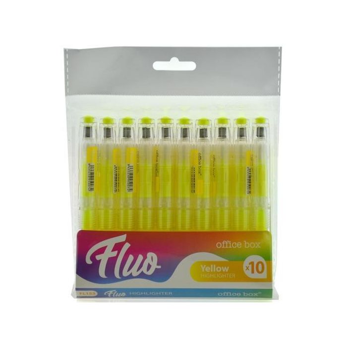 Office Box Marcador Fluorescente Fluo Recargable Amarillo Pack 10 Ud