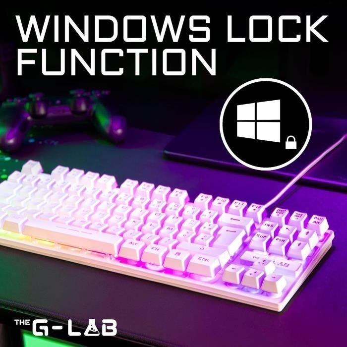 Teclado Gaming - Membrana RGB TKL - THE G-LAB - KEYZ-CAESIUMT-W/FR - Diseño FR - 12 atajos - 100% personalizable - Blanco 3