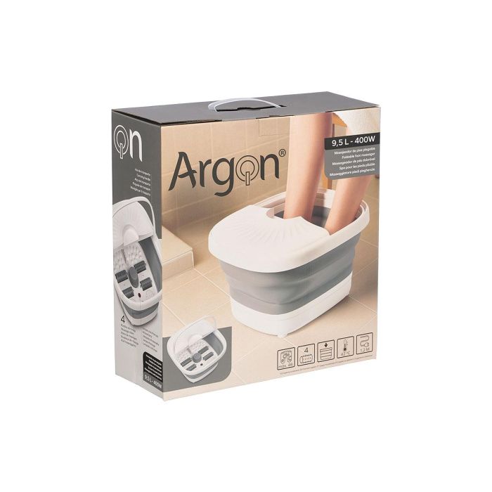 Argon Masajeador de Pies Plegable Silicona 9,5L 400W – Calienta y Mantiene Temperatura – Blanco/Gris – 38x34,5x11 cm (Set de 6) 2 Argon Masajeador de Pies Plegable Silicona 9,5L 400W – Calienta y Mantiene Temperatura – Blanco/Gris – 38x34,5x11 cm (Set de 6) 2