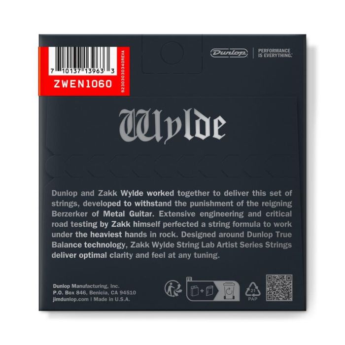 DUNLOP Juego de Cuerdas Guitarra Eléctrica Zakk Wylde 10-60 1