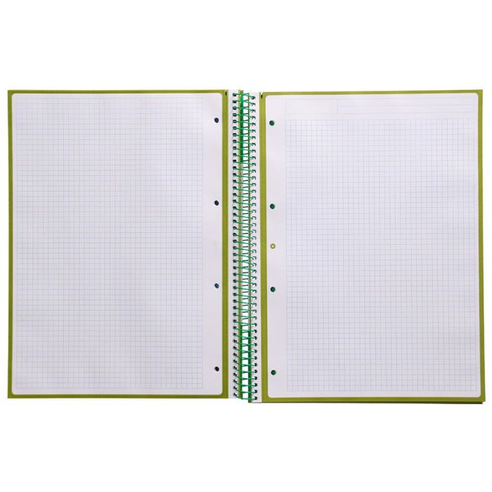 Cuaderno Espiral A4 Micro Antartik Tapa Forrada 80H 90 gr Cuadro 5 mm 1 Banda 4 Taladros Verde 7