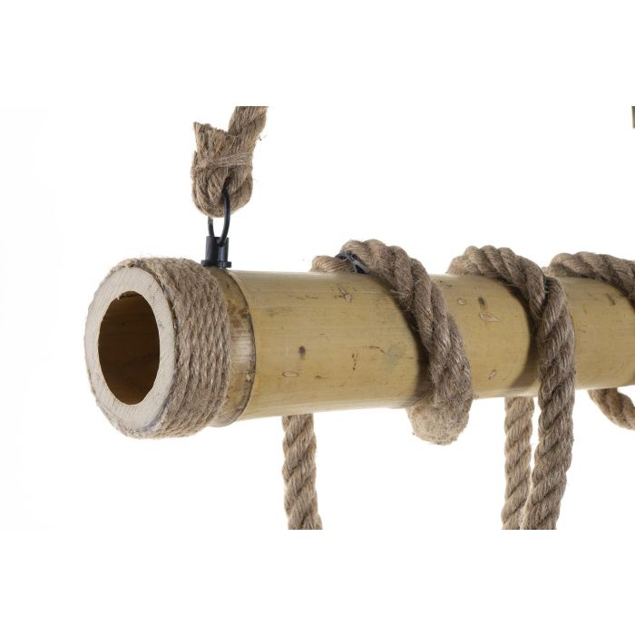 DKD Home Decor Lámpara Techo Balines Bambú Cuerda Metal Marrón Claro 10 x 60 x 80 cm (2 Unidades) 6 Bombillas 2