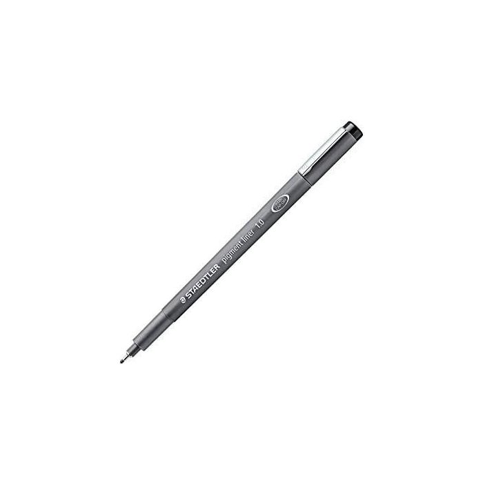 Staedtler Rotulador Calibrado Pigment Liner Indeleble 1.0 mm Negro (10 Unidades) Tinta Resistente al Agua y Luz (10 Unidades)
