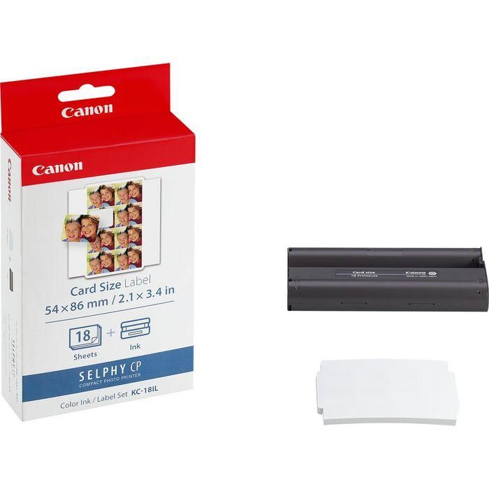 Canon BubbleJet ink cartridge - Printers - KC18IF - size/mini labels, 18 sheets for CP-100 Canon BubbleJet ink cartridge - Printers - KC18IF - size/mini labels, 18 sheets for CP-100